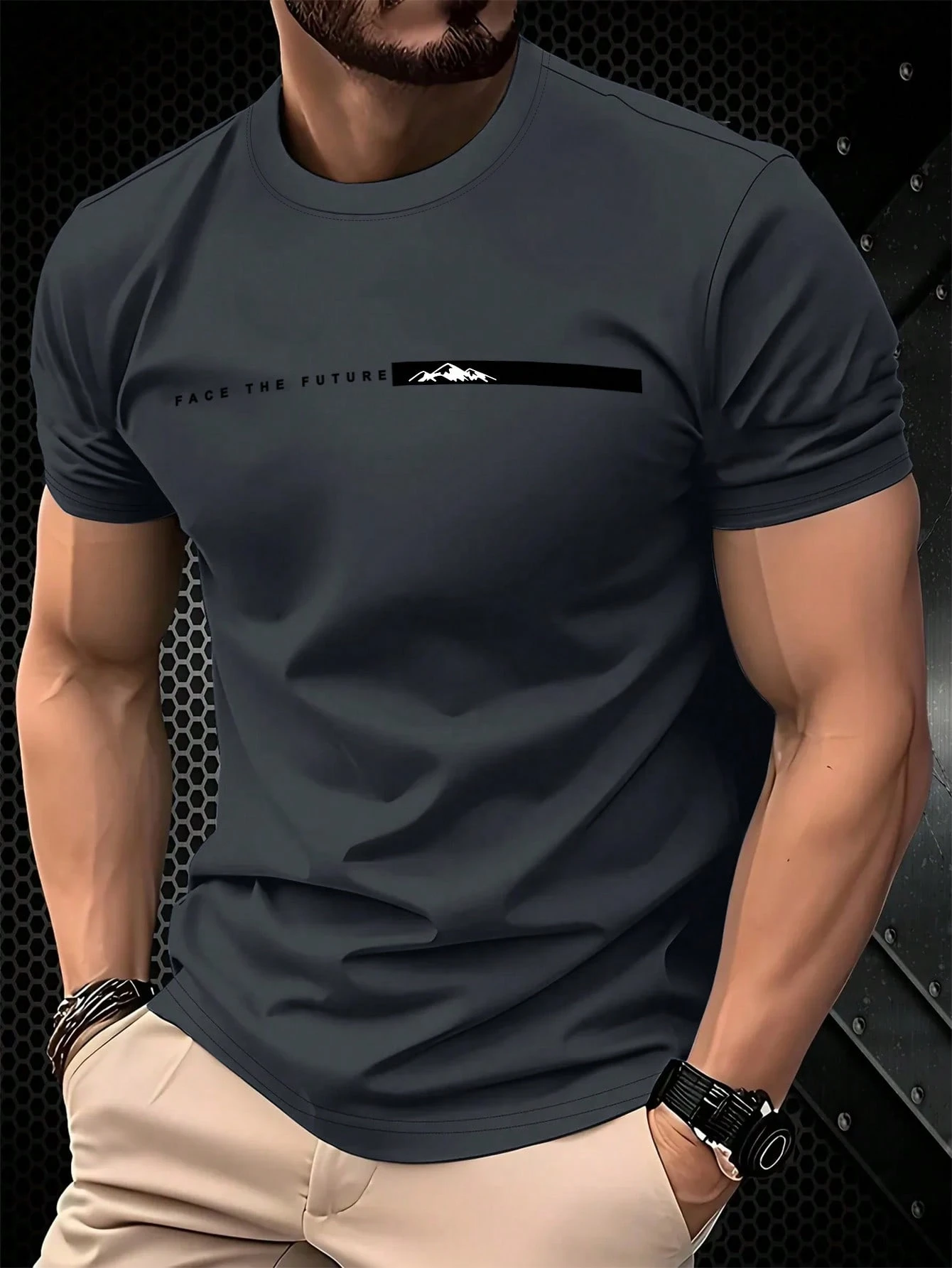 Men Short Sleeve Tee Shirt Solid Color