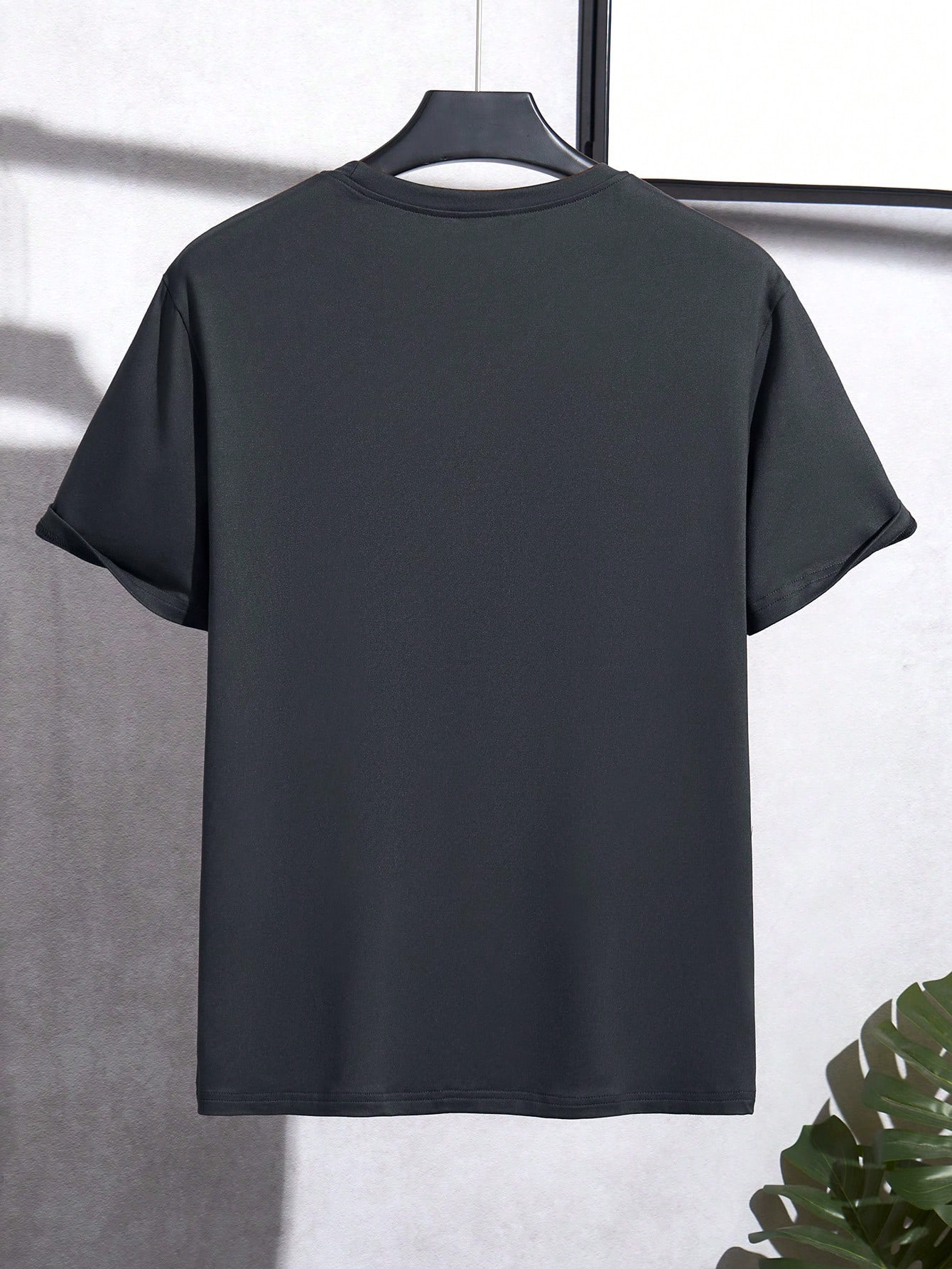 Men Short Sleeve Tee Shirt Solid Color